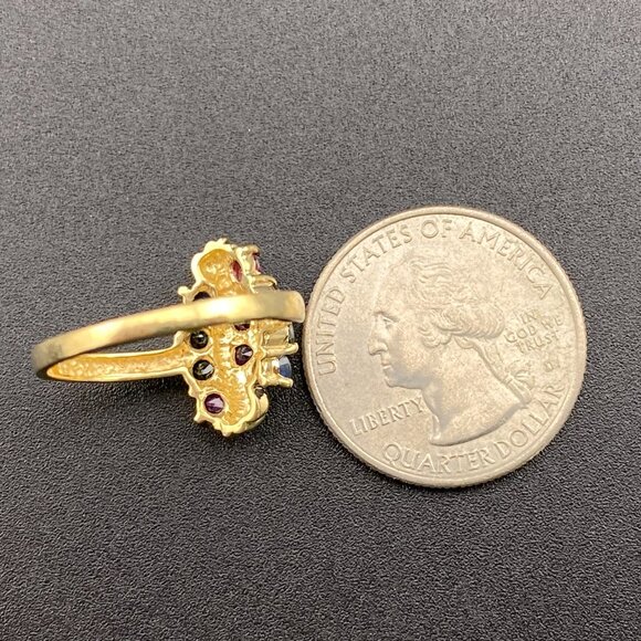 RARE Vtg. XPS Precious Sales Corp. 10K Gold Ring Sz. 8 - 10 Topaz Stone 5 Colors - Picture 14 of 16